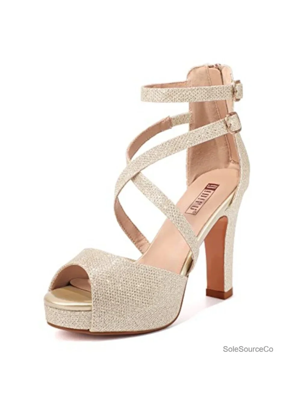 Strappy Peep Toe Platform High Heels Sandals with Chunky Block Heel -